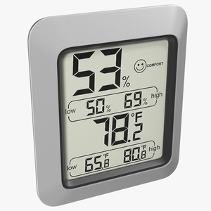 Indoor Hygrometer and Thermometer Black 3D model