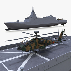 3D Japanese Mogami Class Frigate FFM-2 with Helicopter Rigged model