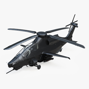 Military Attack Helicopter with Weapon Rigged for Cinema 4D 3D model