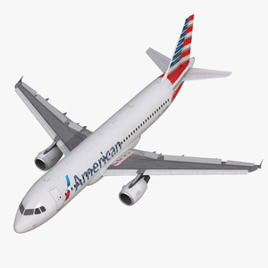 3D Airbus A320 American Airlines Rigged