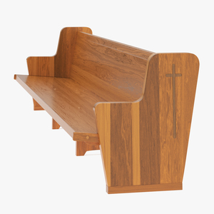 Wooden Church Pew Bench Light 3D model