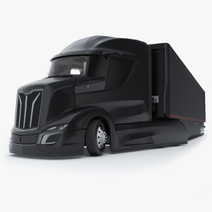 Advanced Long Haul Truck and Trailer Black Rigged 3D model