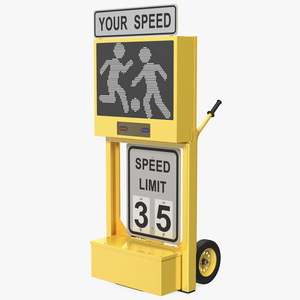 Radar Speed Sign Dolly with Matrix Messaging Display 3D