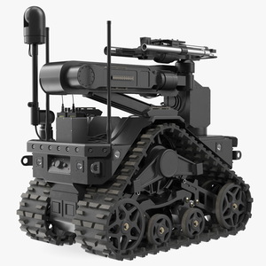 3D Scientific Robotic System Black on Caterpillar Tracks model