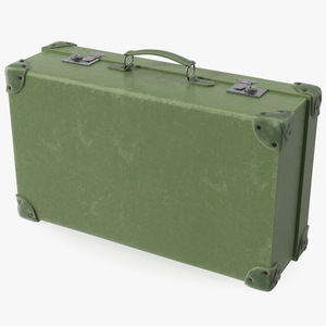 3D Vintage Leather Suitcase Large Green