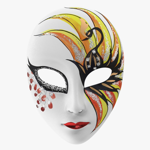 3D Small Porcelain Female Asian Mask model