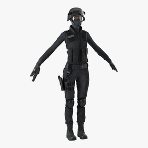 SWAT Woman Afro American 3D model