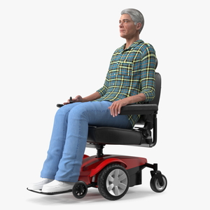 3D model Elderly Man with Jazzy Select Wheelchair