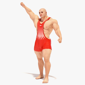 Athlete Victory Pose in Reebok Red Leotard 3D