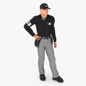 3D Baseball Umpire in Cap Standing Pose