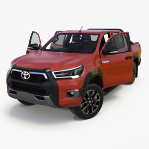 3D Toyota Hilux 2022 Orange Rigged