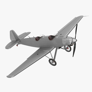 3D Retro Sport Plane Rigged for Cinema 4D model