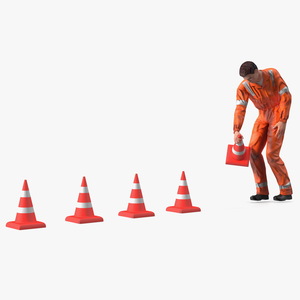 Dirty Road Worker Set Up Cone 3D model