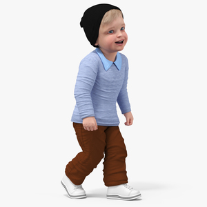 Child in Fall Clothes Walking Pose 3D model