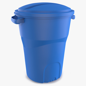 3D model Round Blue Trash Can