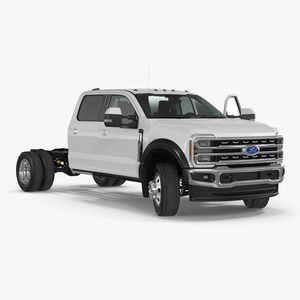 Ford Super Duty F-550 2023 Bare Chassis White Rigged 3D
