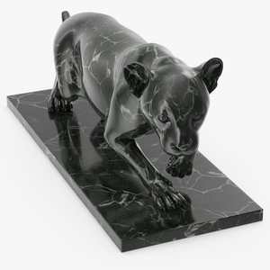 Black Marble Panther Statue 3D