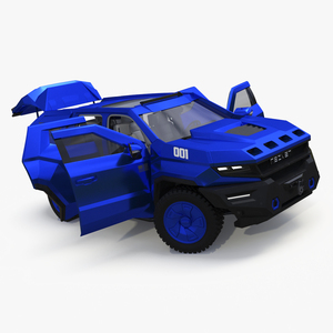 3D Rezvani 2024 Armored SUV Blue Rigged