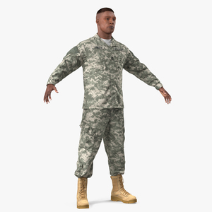 3D US Army Soldier ACU Uniform T-Pose Fur model