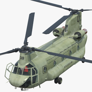 Transport Helicopter CH 47 Chinook with Cargo Rigged 3D