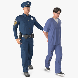 Policeman Escorting Asian Prisoner 3D model