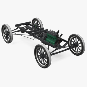 Retro Car Chassis with Engine 3D model