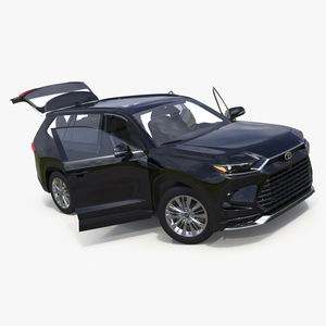 3D Toyota Grand Highlander 2024 Black Rigged