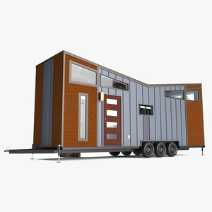 3D House on Wheels for Travel Dark Wood