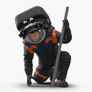 Next Gen Spacesuit on Astronaut Crawling Pose Fur 3D model