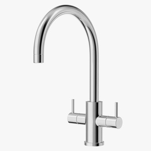 Monobloc Dual Lever Kitchen Mixer Tap Chrome 3D model