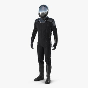 Sci Fi Space Suit Black Standing Pose 3D