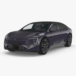 3D Avatr 12 EV Purple Color with Headlights On model