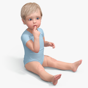 Toddler in Bodysuit Sitting Pose 3D