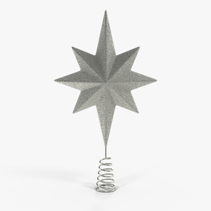 3D Holiday Silver Star Christmas Tree Topper