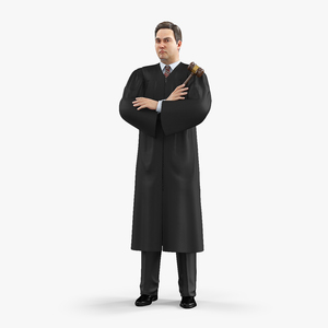 3D model Judge with Gavel Standing Pose