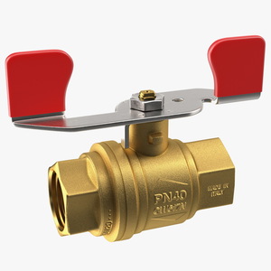 Brass Ball Valve with Union Butterfly Handle 3D model