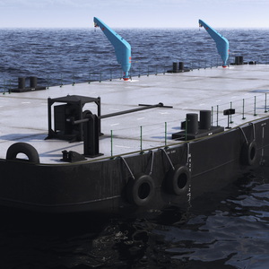 3D model Pontoon Barge with Cranes