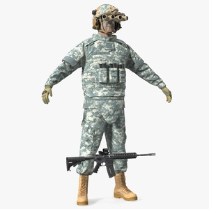 3D model Military Soldier Grey Camo with Night Visor A-pose