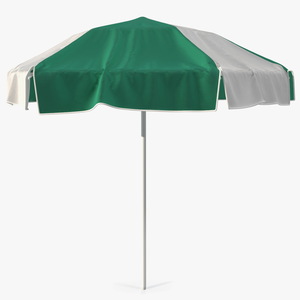 Green and White Patio Garden Umbrella 3D