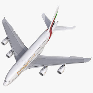 3D Airbus A380 800 Emirates Rigged