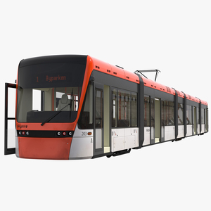 3D Light Rail Train Bybanen Rigged