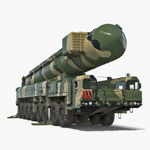 3D Transporter Erector Launcher with RT 2PM Topol M Ballistic Missile Rigged model
