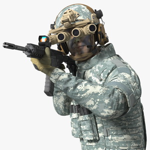 Soldier in Grey Camo with Night Vision Aiming Fur 3D model