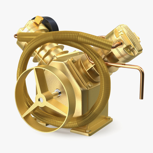 Compressor Pump Twin Cylinder V Style Yellow 3D model