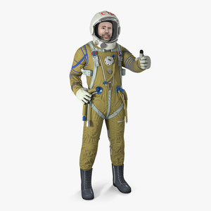 Astronaut Wearing Space Suit Strizh with SK 1 Helmet Rigged 3D model