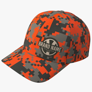 Cap Cotton Orange Pixel Your Brand 3D model