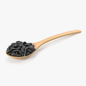 3D Sunflower Seeds in a Wooden Spoon model