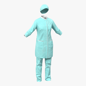 3D Female Surgeon Dress with Blood 3 model