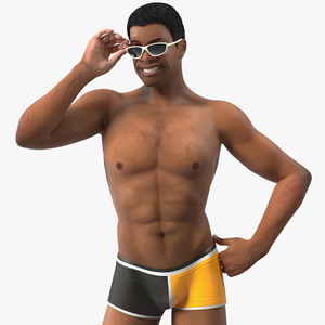 Light Skin Black Man in Swimwear 3D