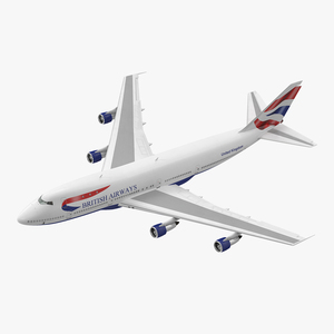 3D Boeing 747 100B British Airways Rigged model